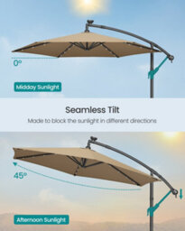 LEDREM Cantilever Garden Patio Parasol Umbrella With Base, 3M Offset Parasol, Banana Hanging Umbrella,taupe - thumbnail 6
