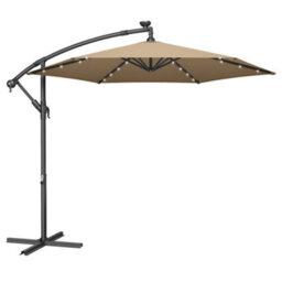 LEDREM Cantilever Garden Patio Parasol Umbrella With Base, 3M Offset Parasol, Banana Hanging Umbrella,taupe - thumbnail 2