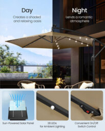 LEDREM Cantilever Garden Patio Parasol Umbrella With Base, 3M Offset Parasol, Banana Hanging Umbrella,taupe - thumbnail 4