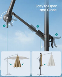 LEDREM Cantilever Garden Patio Parasol Umbrella With Base, 3M Offset Parasol, Banana Hanging Umbrella,taupe - thumbnail 8