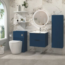 Royal Bathrooms Evora 700mm Midnight Blue Fluted Wall Hung Bathroom Vanity Unit 2 Drawer Cabinet With Ceramic Basin - thumbnail 3
