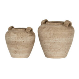 Hill Interiors Terra Large Urn Vase With Handles - Ceramic - L36 X W36 X H35 Cm - Brown - thumbnail 3