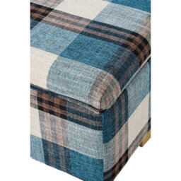 Linen Feel Footstool Stool Storage Ottoman Pouffe Seat Stool Plaid Check Toy Box - thumbnail 6