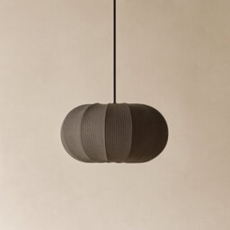 CGC Lighting Cgc Lila Grey Oval Stretch Ribbed Cotton Fabric Lampshade - thumbnail 3