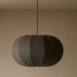 CGC Lighting Cgc Lila Grey Oval Stretch Ribbed Cotton Fabric Lampshade - thumbnail 2