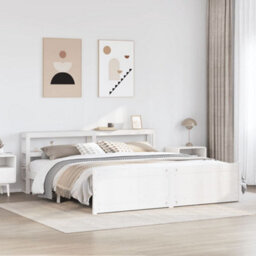Berkfield Bed Frame With Headboard Without Mattress White 180X200 Cm Super King - thumbnail 1