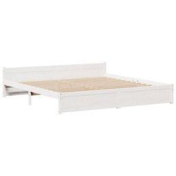 Berkfield Bed Frame With Headboard Without Mattress White 180X200 Cm Super King - thumbnail 5