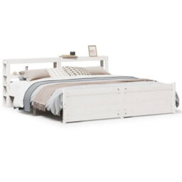 Berkfield Bed Frame With Headboard Without Mattress White 180X200 Cm Super King - thumbnail 2