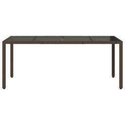 Walplus Garden Table With Glass Top Brown 190X90X75 Cm Poly Rattan - thumbnail 4