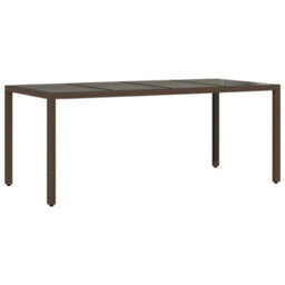 Walplus Garden Table With Glass Top Brown 190X90X75 Cm Poly Rattan - thumbnail 6