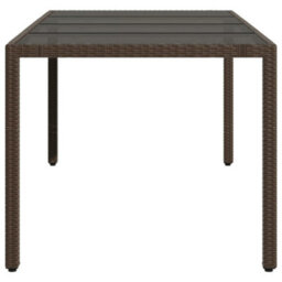 Walplus Garden Table With Glass Top Brown 190X90X75 Cm Poly Rattan - thumbnail 5