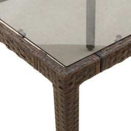 Walplus Garden Table With Glass Top Brown 190X90X75 Cm Poly Rattan - thumbnail 8