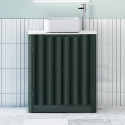 Royal Bathrooms Avenza 800mm Deep Moss Green Floor Standing Bathroom Vanity Unit 2 Door With Elena Basin - image 1