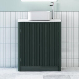 Royal Bathrooms Avenza 800mm Deep Moss Green Floor Standing Bathroom Vanity Unit 2 Door With Elena Basin - thumbnail 1