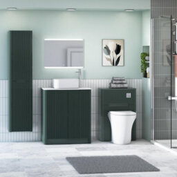 Royal Bathrooms Avenza 800mm Deep Moss Green Floor Standing Bathroom Vanity Unit 2 Door With Elena Basin - thumbnail 4