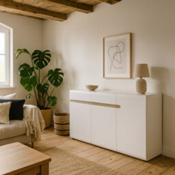 Wyld Haus Foxwhisk White And Truffle Oak Sideboard - 2 Drawers 3 Doors 1640 X 865 X 420mm