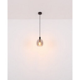 Luminosa Lighting Luminosa Garri Slim Pendant Ceiling Light Matt Black Smoke Glass Shade 1X E14 - thumbnail 5