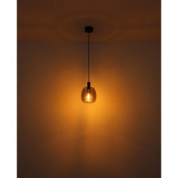 Luminosa Lighting Luminosa Garri Slim Pendant Ceiling Light Matt Black Smoke Glass Shade 1X E14 - thumbnail 4
