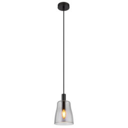 Luminosa Lighting Luminosa Garri Slim Pendant Ceiling Light Matt Black Smoke Glass Shade 1X E14 - thumbnail 1
