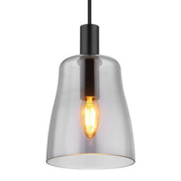 Luminosa Lighting Luminosa Garri Slim Pendant Ceiling Light Matt Black Smoke Glass Shade 1X E14 - thumbnail 3