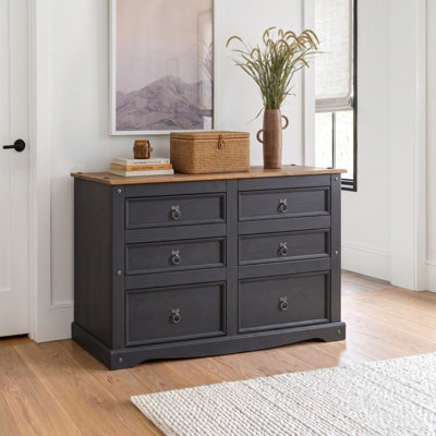 Mercers Furniture Corona Charcoal 3+3 Chest Of Drawers - image 1