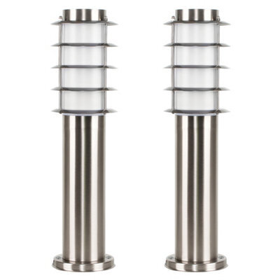 Valuelights Wharf Pair Of Modern Outdoor Stainless Steel Bollard Lantern Light Posts - image 1