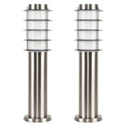 Valuelights Wharf Pair Of Modern Outdoor Stainless Steel Bollard Lantern Light Posts