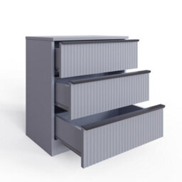 Fwstyle Dark Grey 3 Drawer Chest Of Drawers Scalloped Ripple Effect - thumbnail 3