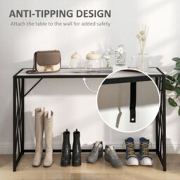 Wyld Haus Toli 120Cm Industrial Console Table - Grey Top, Black Metal Frame, L120 X D35 X H75Cm - thumbnail 8