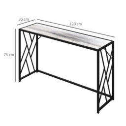 Wyld Haus Toli 120Cm Industrial Console Table - Grey Top, Black Metal Frame, L120 X D35 X H75Cm - thumbnail 4