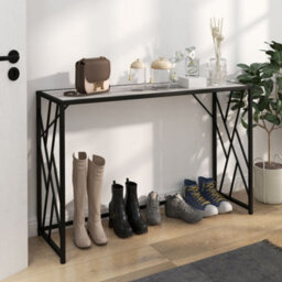 Wyld Haus Toli 120Cm Industrial Console Table - Grey Top, Black Metal Frame, L120 X D35 X H75Cm - thumbnail 3