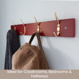 Keypak 4-Hook Door Wall Mounted Coat Rack, 38Cm - Mahogany Effect Board, Brass Plated Coat Hooks - Fixings Included - thumbnail 5