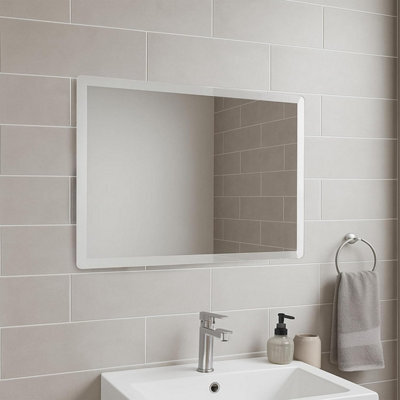 600X450mm Rectangular Frameless Bevelled Edge Bathroom Wall Mirror Portrait Or Landscape - image 1