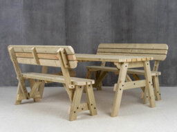 Arbor Garden Solutions Victoria Compact Wooden Picnic Bench And Table Set, Rounded Outdoor Dining Set With Backrest (7Ft, Natural Finish) - thumbnail 6