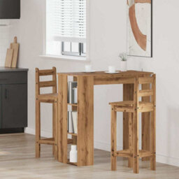 Berkfield Bar Table With Shelf Artisan Oak 102X50X103.5 Cm Engineered Wood - thumbnail 3
