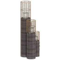 Walplus Candle Holders 3 Pcs Grey Wicker - thumbnail 4