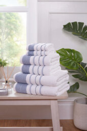 Rapport Home Dakota Stripe 6 Piece Towel Bale Set Pure Cotton Blue - thumbnail 1