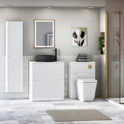 Royal Bathrooms Avenza 600mm Matt White Floor Standing Countertop Bathroom Vanity Unit 2 Drawer With Milan Black Basin - thumbnail 4