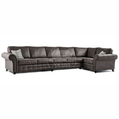 Furnishings For Less UK Oakland Charcoal Chesterfield 6 Seater L Shape Large Corner Sofa - image 1