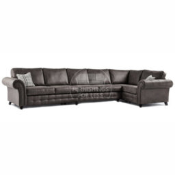 Furnishings For Less UK Oakland Charcoal Chesterfield 6 Seater L Shape Large Corner Sofa - thumbnail 1