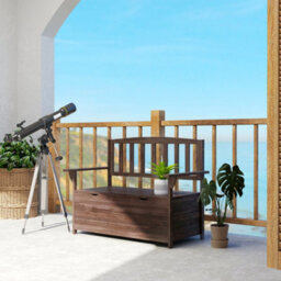 Outsunny Garden Storage Bench, 2 Seater Fir Wood Outdoor Bench, Brown - thumbnail 8