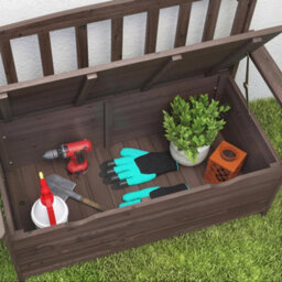 Outsunny Garden Storage Bench, 2 Seater Fir Wood Outdoor Bench, Brown - thumbnail 9