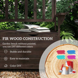 Outsunny Garden Storage Bench, 2 Seater Fir Wood Outdoor Bench, Brown - thumbnail 5