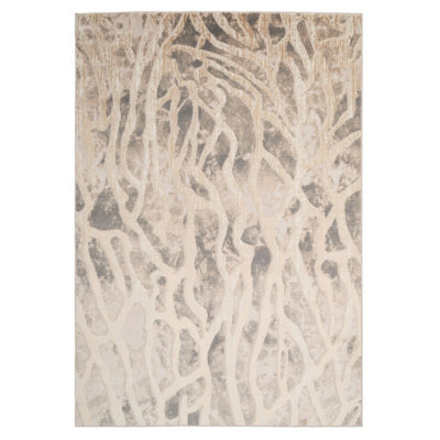 Loomed Silver Grey Metallic Marble Lustre Sheen Rug 120X170Cm - image 1