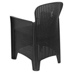 Urbn-Garden 3Pc Outdoor Garden Furniture Cushioned Black Rattan Table Chair Conversation Set - thumbnail 6