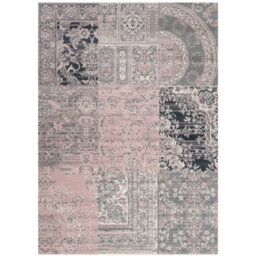 Loomed Blush Pink Grey Traditional Patchwork Living Room Rug 160X230Cm - thumbnail 5