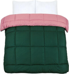 SleepyNights 7.5 Box Stitching Reversible Coverless Polycotton Duvet Bottle Green And Dusty Pink Single - thumbnail 3