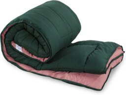 SleepyNights 7.5 Box Stitching Reversible Coverless Polycotton Duvet Bottle Green And Dusty Pink Single - thumbnail 4