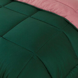 SleepyNights 7.5 Box Stitching Reversible Coverless Polycotton Duvet Bottle Green And Dusty Pink Single - thumbnail 6