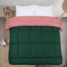 SleepyNights 7.5 Box Stitching Reversible Coverless Polycotton Duvet Bottle Green And Dusty Pink Single - thumbnail 5